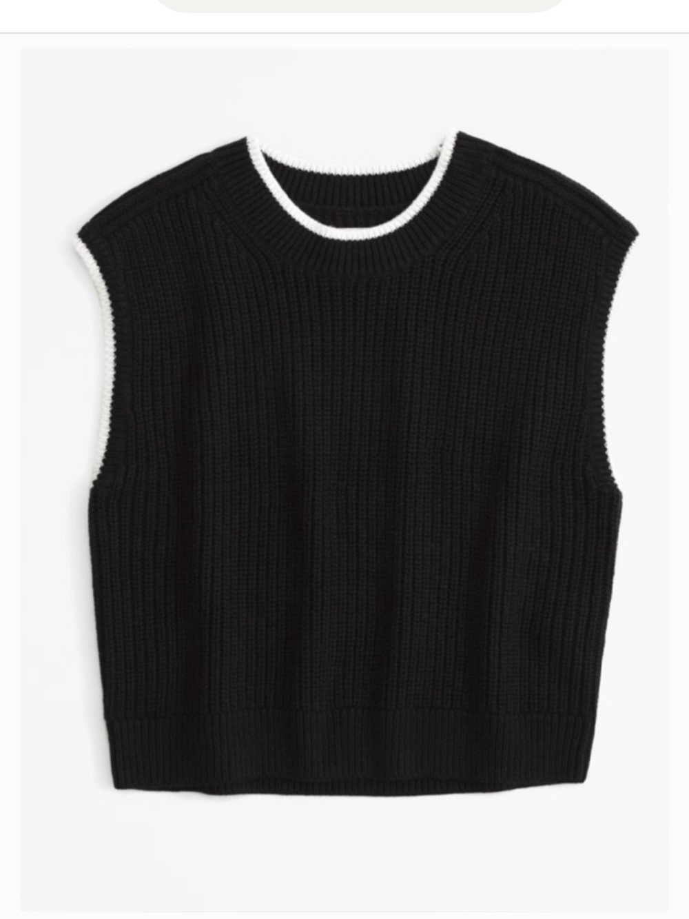 Abercrombie Black Knit Sleeveless Sweater Vest with White Trim
